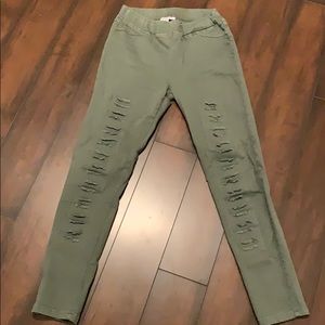 FAVLUX Army Green Distressed Leggings